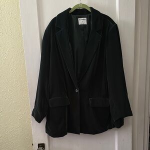 NWT Old Navy Green Long Sleeve Velvet Blazer Coat Jacket